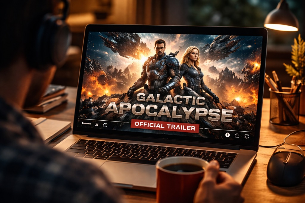 YouTube Shuts Down AI Fake Trailer Channels: What This Means for What You Watch 1 Person watching Galactic Apocalypse trailer