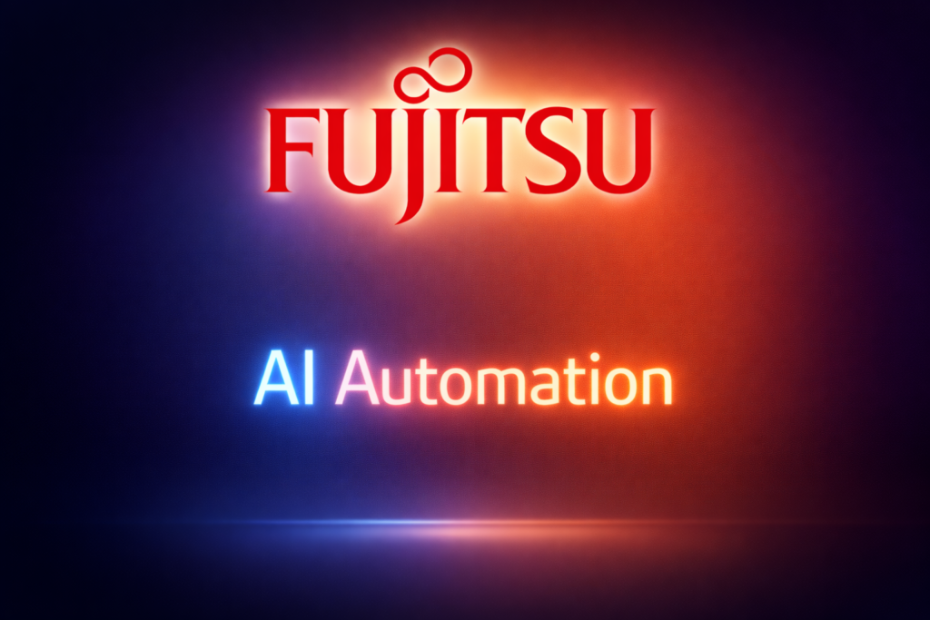 Fujitsu enterprise AI platform concept showing autonomous AI lifecycle management technology