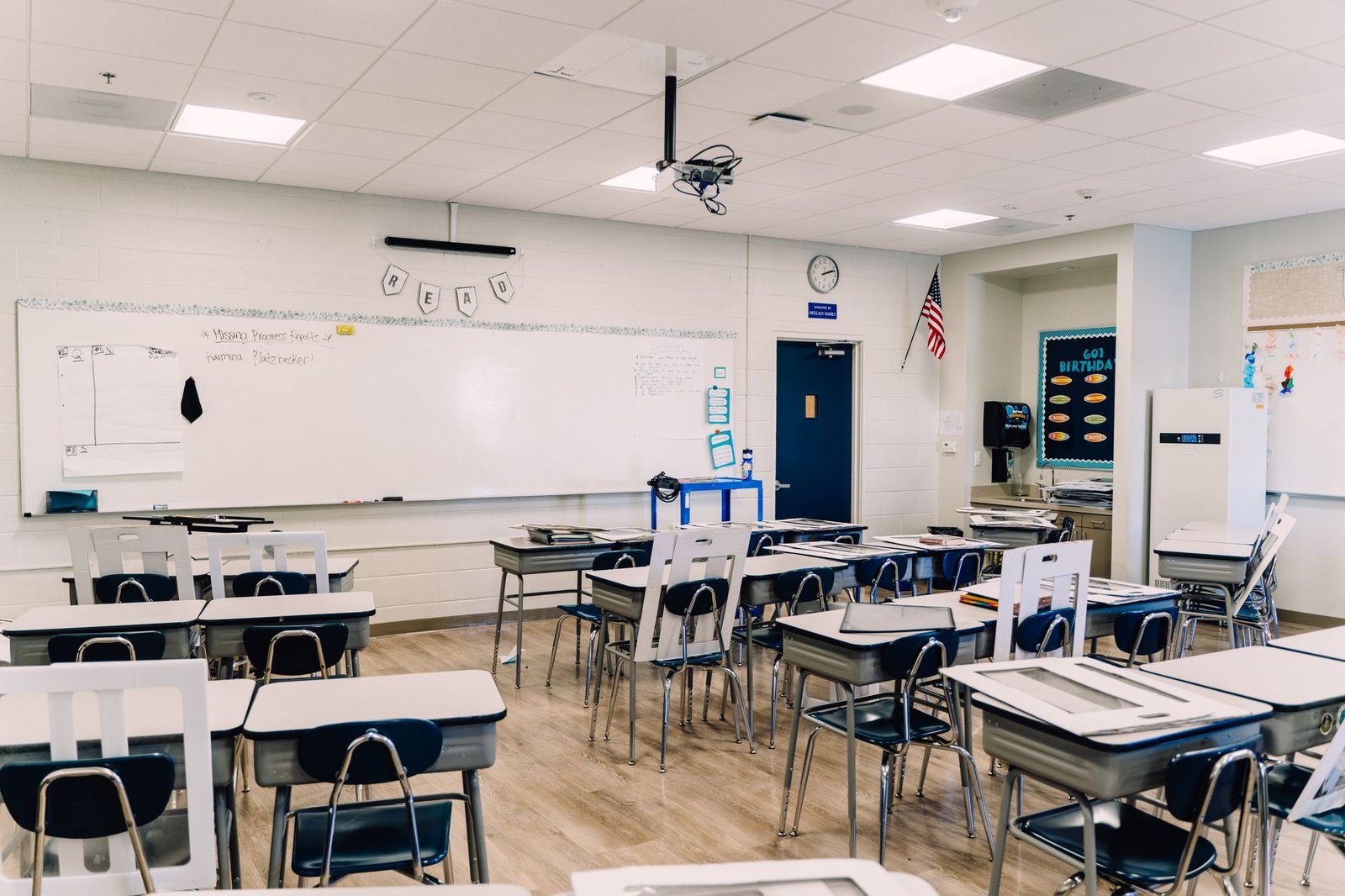 An empty classroom, where a detected mark is most likely to be misread as proof of cheating