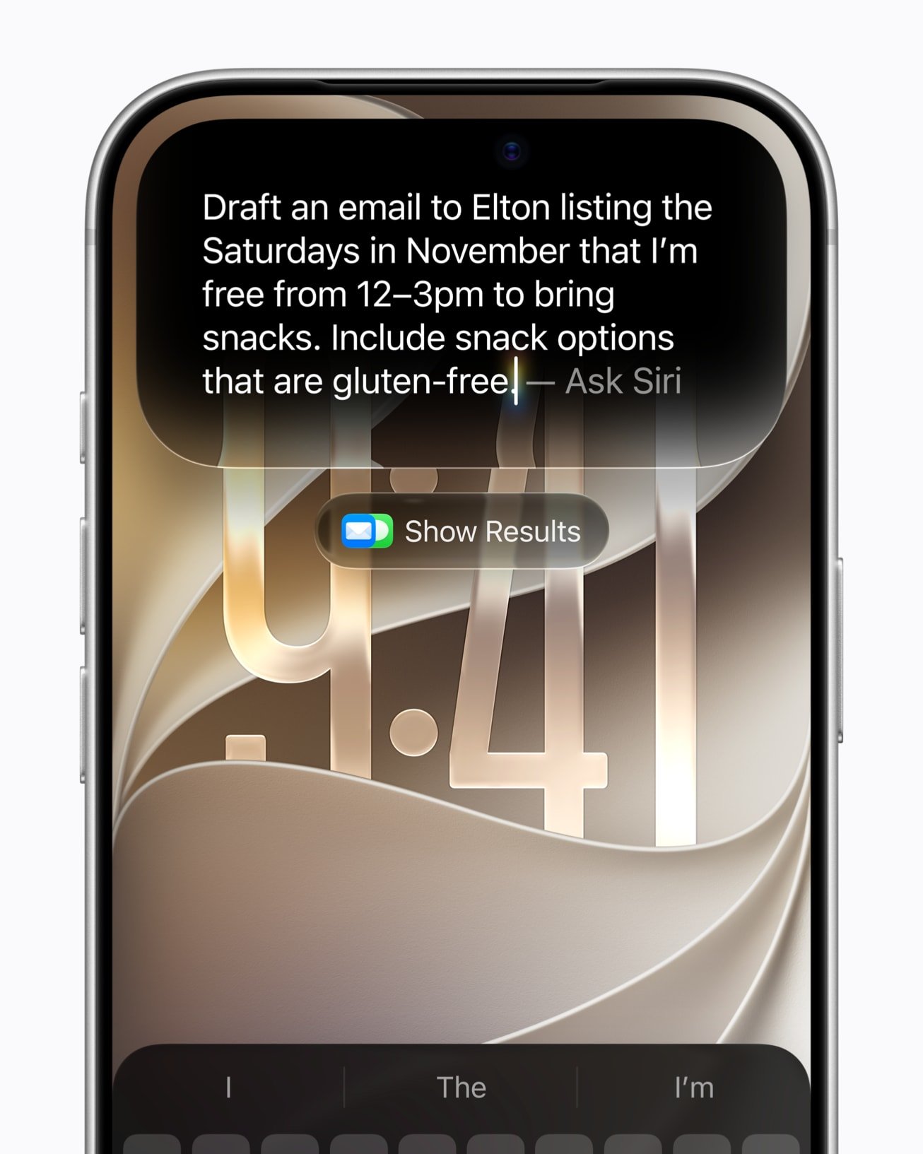 Siri AI on iPhone drafting an email using personal context from the calendar